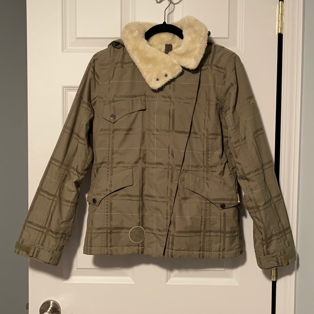 Military green Burton snowboard jacket size small